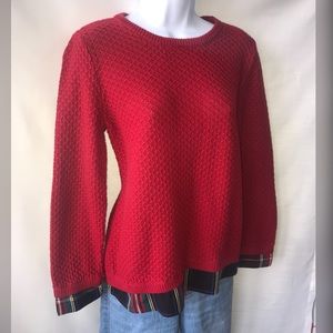Red sweater.